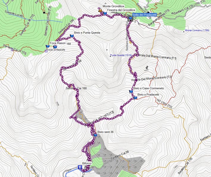 mappa topografica via pradacetti